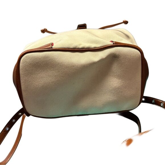 Coach Vtg Beige Canvas Backpack w Blue, Brown, & Red Leather Accents - Picture 6 of 9